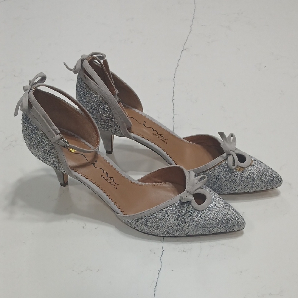 Nina Gray Textured Women's Heels, New Without Tags Or Box Sz 10
